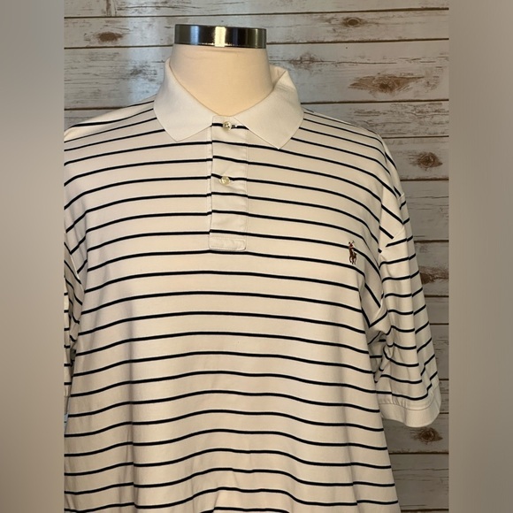 Polo Ralph Lauren classic white/blue striped cotton polo shirt Size XL-Tall - Picture 2 of 8